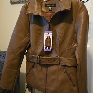 Kenneth Cole New York Brown Leather Jacket